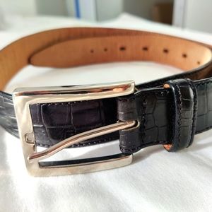 BANANA REPUBLIC Genuine Leather Black Belt Size 30 with Silver Buckle